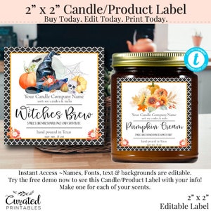 2 x 2 Label, Editable Fall Label, Bath Label, DIY Square Label, Instant Print Sticker, Editable Sticker, 2 Inch label, Halloween