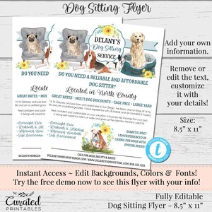 Dog Sitter Flyer Custom Flyer Pet Sitter Flyer Editable | Etsy