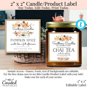 2 x 2 Label, Editable Fall Label, Bath Label, DIY Square Label, Instant Print Sticker, Editable Sticker, 2 Inch label, Fall Autumn