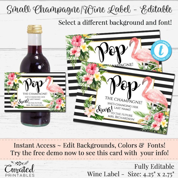 Flamingo Wine Label - Etsy