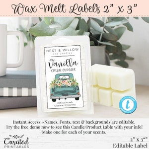 Wax Melts Teal Truck Label, Editable Label, DIY Product Label, DIY Ingredient Label, DIY Sticker, Truck Sticker, Candle Label, 2 x 3