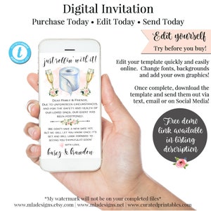 Electronic Postpone Event, Digital Invitation, Smartphone Invitation, Change of Plans, DIY Invitation, Editable Invitation, Roll with It