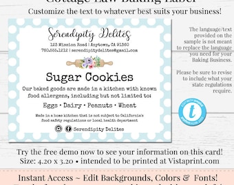Cottage Law Label Bakers Label Cookie Product Label Diy Etsy