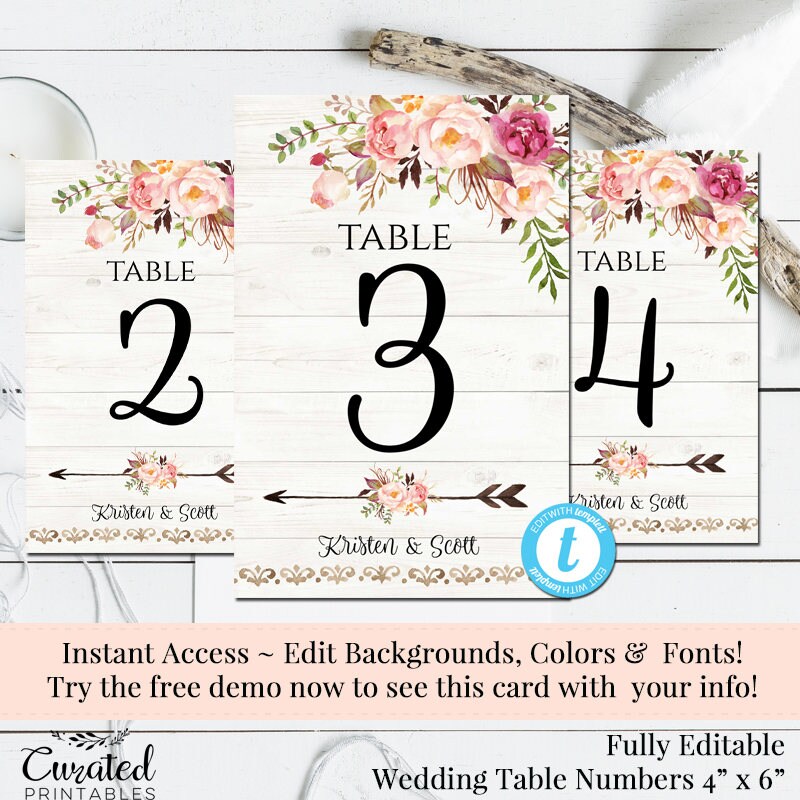 wedding table numbers rustic table numbers diy wedding etsy