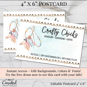 Thank You Postcards, Editable Postcards, Package Inserts, Order Inserts, Custom Thank You Card, Instant Download Postcard, 4 x 6 Postcard