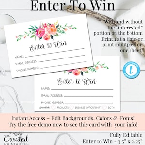 Participez pour gagner, carte de tombola, billet de prix, modèle de fête à domicile, marketing d'entreprise, formulaires modifiables, formulaire de participation à faire soi-même, Oh Carolina 2