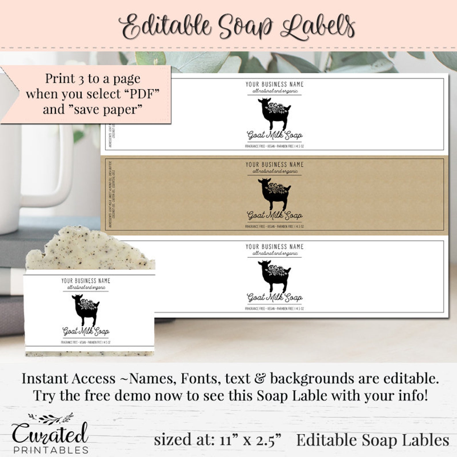 Soap Label Editable Label Bath Product Label DIY Ingredient - Etsy