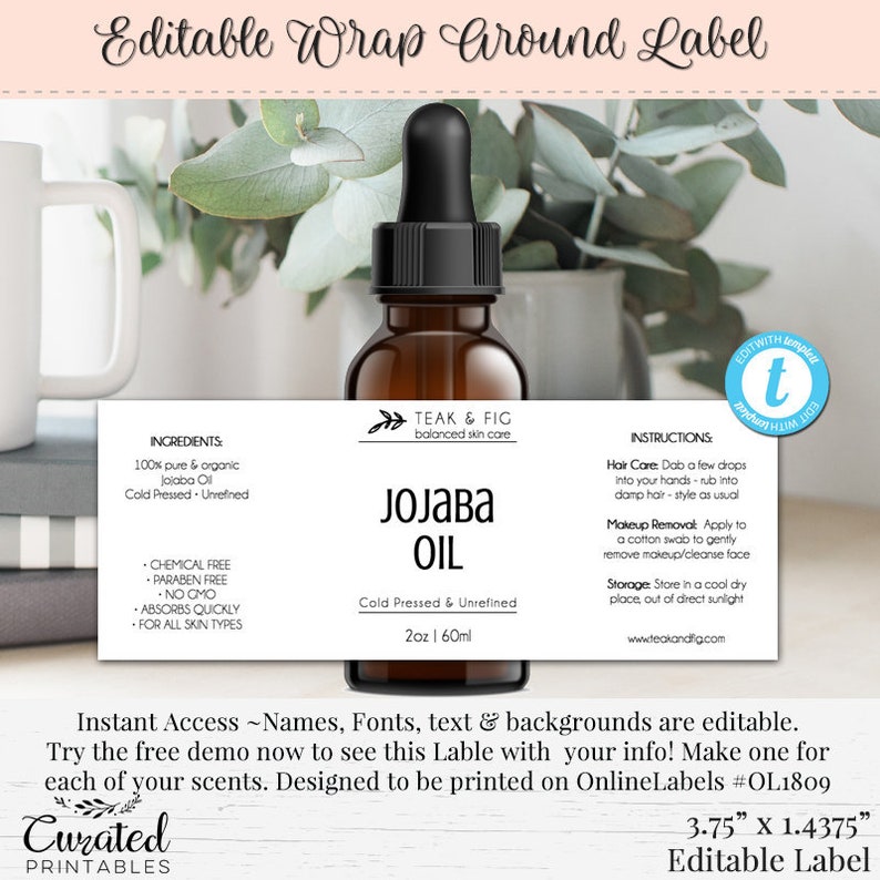 2oz Bottle Label Editable Bottle Label DIY Bottle Label Etsy Australia