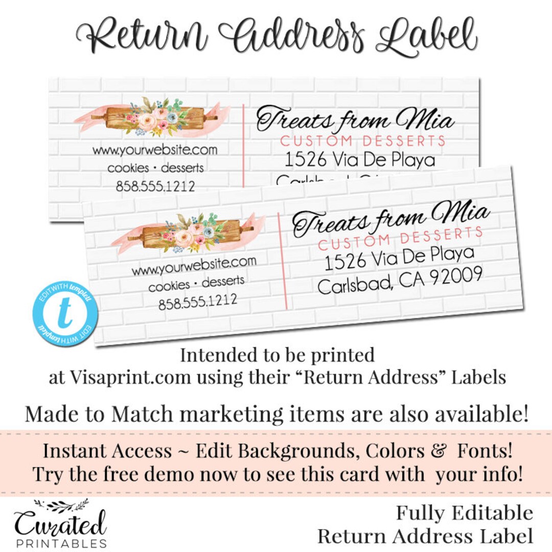 Address Label, Editable Label, Business Label, Return Address Sticker ...