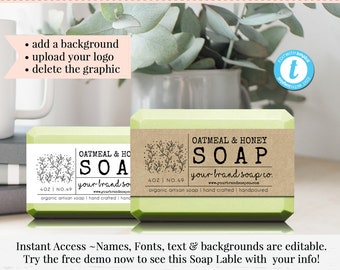 Soap Label, Editable Label, Bath Product Label, DIY Ingredient Label, Instant Print Sticker, Editable Sticker, Label Template, 8.5&quot; x 2&quot;