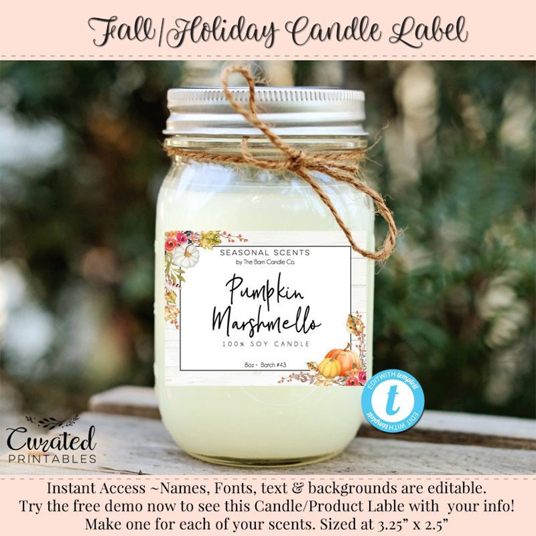 Fall Candle Label, Editable Label, Fall Product Label, DIY Ingredient