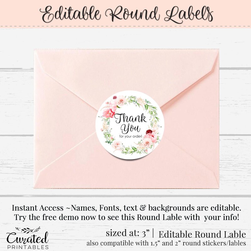 Round Label Editable Label 3 Inch Round Label Label DIY Etsy