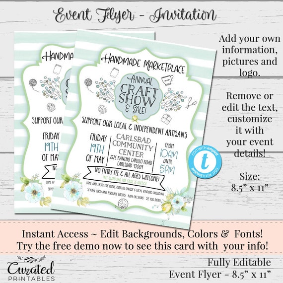 craft show flyer custom flyer vendor flyer invitation for etsy craft show flyers
