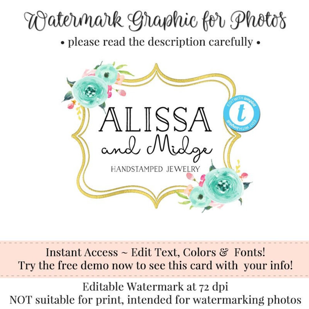 Watermarked Graphics Watermark for Photos, Watermark Graphic, Watermark Logo, Branding ...