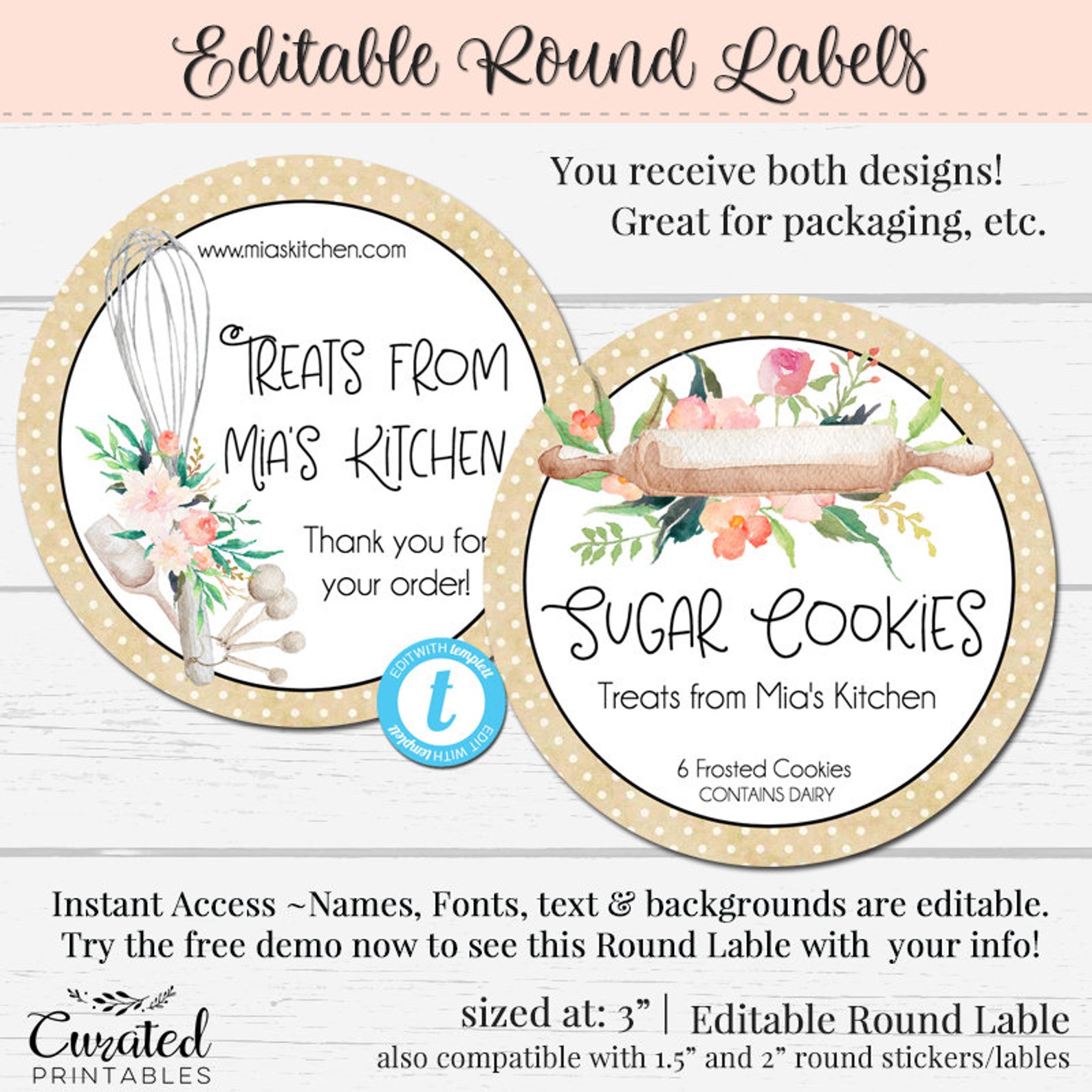 Cottage Law Label Bakers Label Cupcake Product Label DIY Etsy