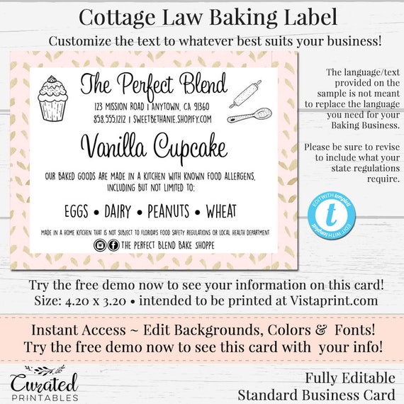 Cottage Law Label Bakers Label Cupcake Product Label Diy Etsy
