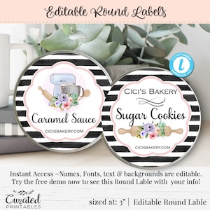 Round Product Label, Editable Label, 3 Inch Round Label, Jar Label, DIY Ingredient Label, Instant Download Sticker, Editable Sticker
