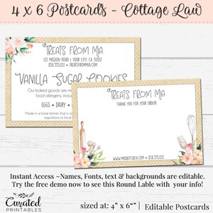 Cottage Law Label Bakers Label Cupcake Product Label DIY Ingredient