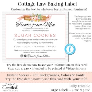 Etichetta Cottage Law, Etichetta Bakery, Etichetta per biscotti, Etichetta per ingredienti fai da te, Adesivo scaricabile immediatamente, Etichetta modificabile, Adesivo personalizzato