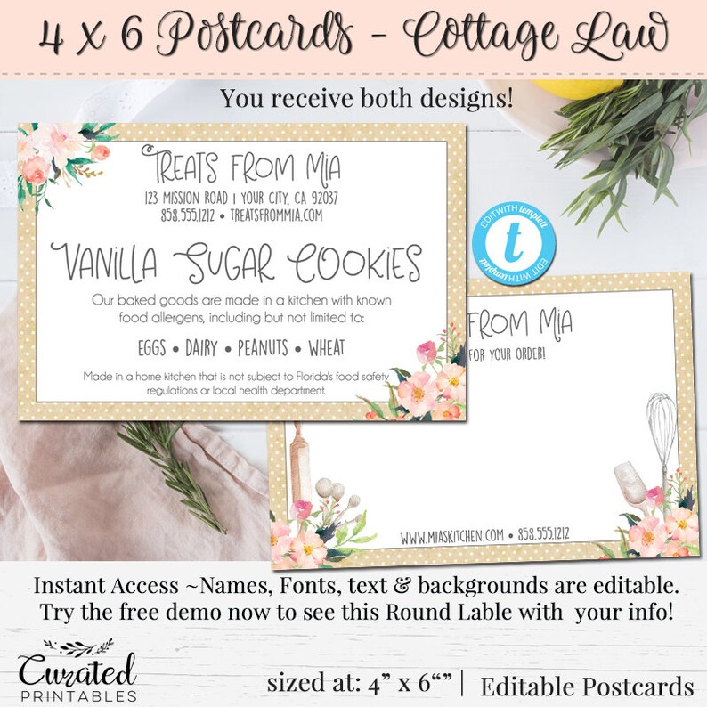 Baking Rack Card DIY Menu Editable Rack Card DIY Rack Card - Etsy