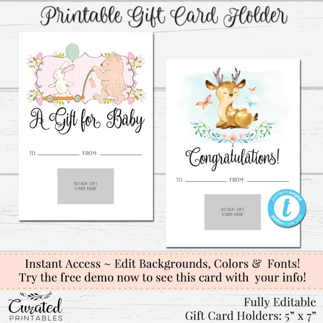Printable Gift Card Holder, DIY Gift Card Holder, Instant Download