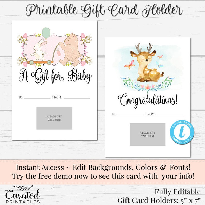 Printable Gift Card Holder Diy Instant Image 0