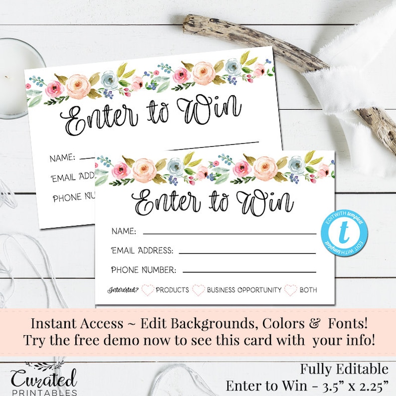 enter to win raffle card prize entry ticket home party etsy