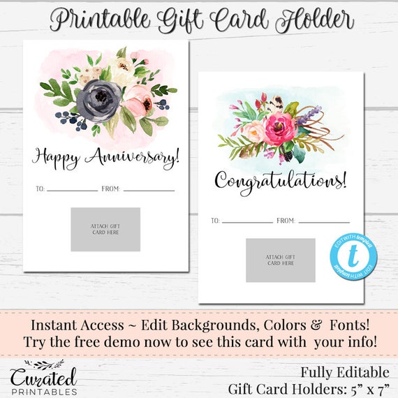 Printable Gift Card Holder Diy Gift Card Holder Instant Etsy
