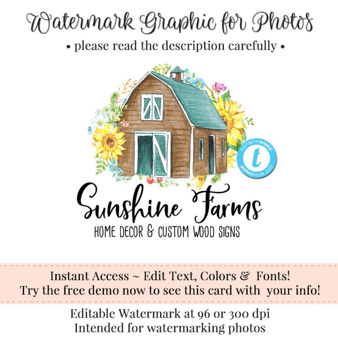 Watermarked Graphics Watermark for Photos, Watermark Graphic, Watermark Logo, Branding ...
