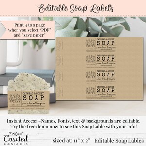 Soap Label, Editable Label, Bath Product Label, DIY Ingredient Label ...