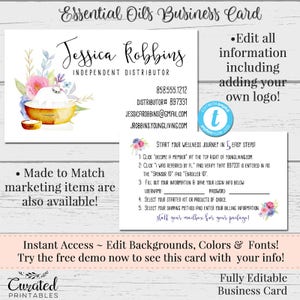 Essential Oils Business Card, Oily Rep Card, Business Card Template, DIY Business Card, Instant Download Card, DIY, Editable Business Card