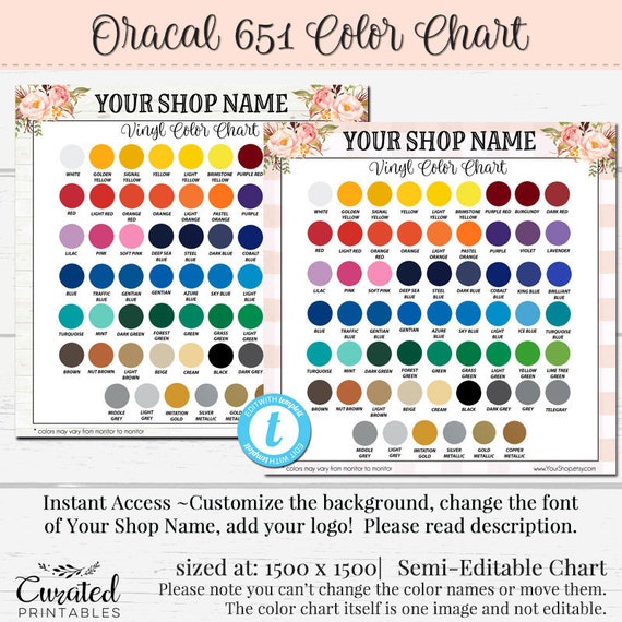 Oracal 651 Colour Chart