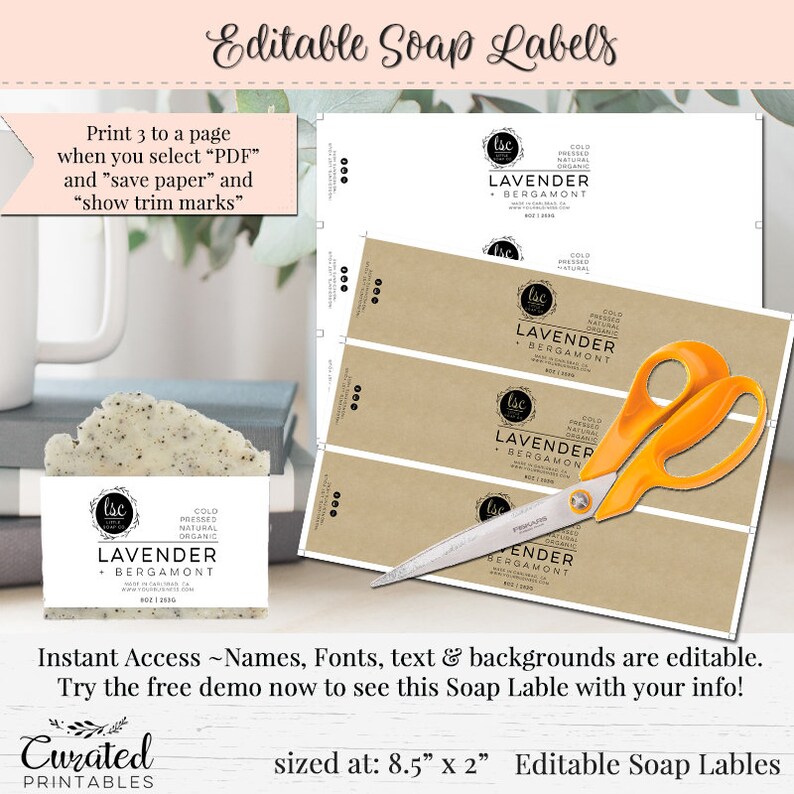 Soap Labels Editable Label Bath Label DIY Label DIY Wrap Etsy