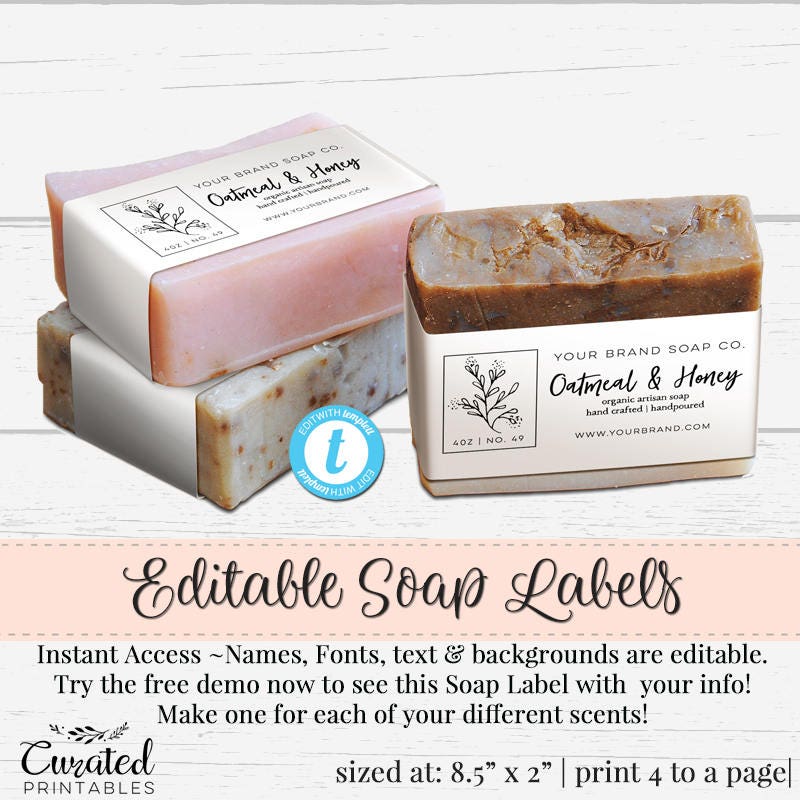 Soap Label Editable Label Bath Product Label DIY Ingredient Etsy