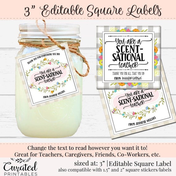 Scentsational Label DIY Product Label Editable Square Label Etsy