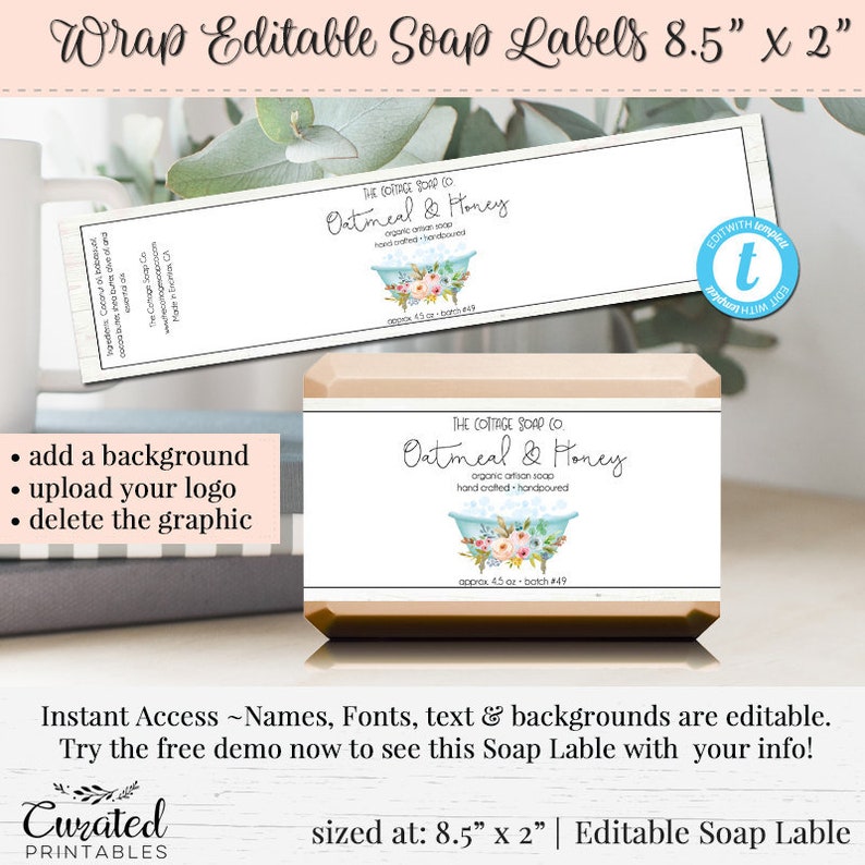 Soap Label Editable Label Bath Product Label DIY Ingredient | Etsy