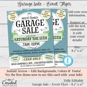 Garageverkoop, rommelmarkt, werfverkoopflyer, uitnodiging voor verkopers, doe-het-zelfsjabloon, zakelijke marketing, bewerkbare leveranciersflyers, aangepaste flyer