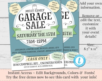 Garage Sale, Rummage Sale, Yard Sale Flyer, Invitation for Vendors, DIY Template, Business Marketing, Editable Vendor Flyers, Custom Flyer