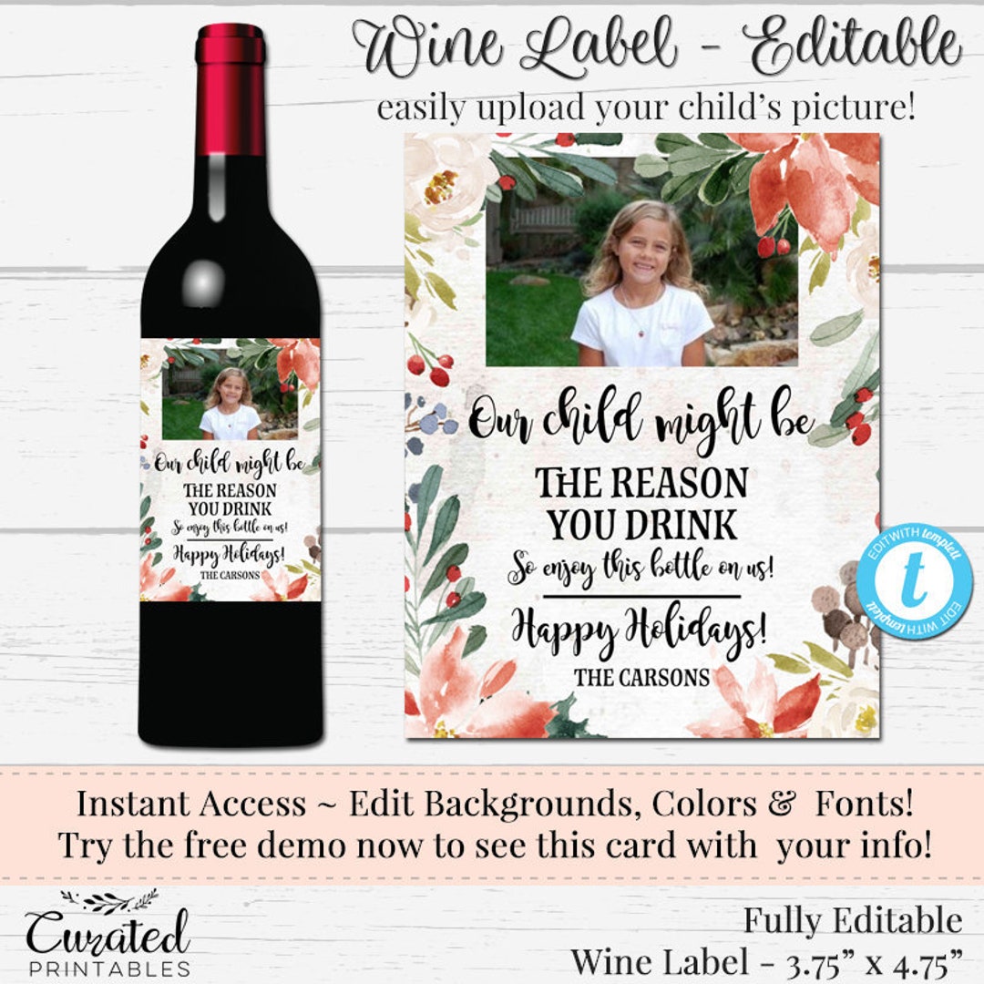 thumbnail interactive-video image 1 of Personalised Wine Bottle Label - Funny Teacher Gift, Christmas Present, Any Occasion 1 of 4