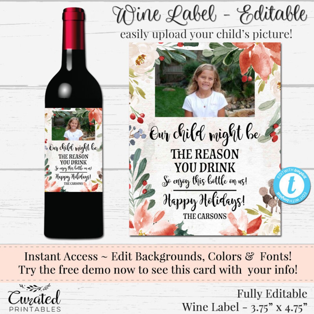 Personalised Wine Bottle Label - Funny Teacher Gift, Christmas Present, Any Occasion