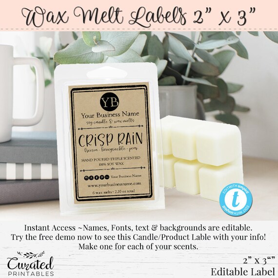 wax melts label editable label diy product label diy etsy