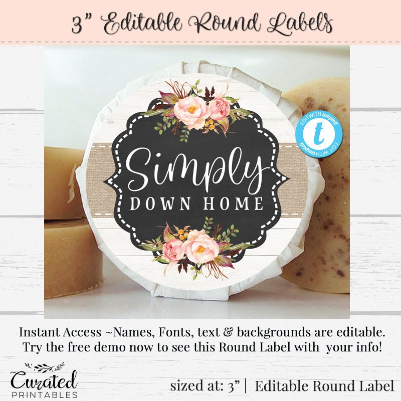 Round Sticker Editable Label 3 Inch Round Label Label DIY Etsy