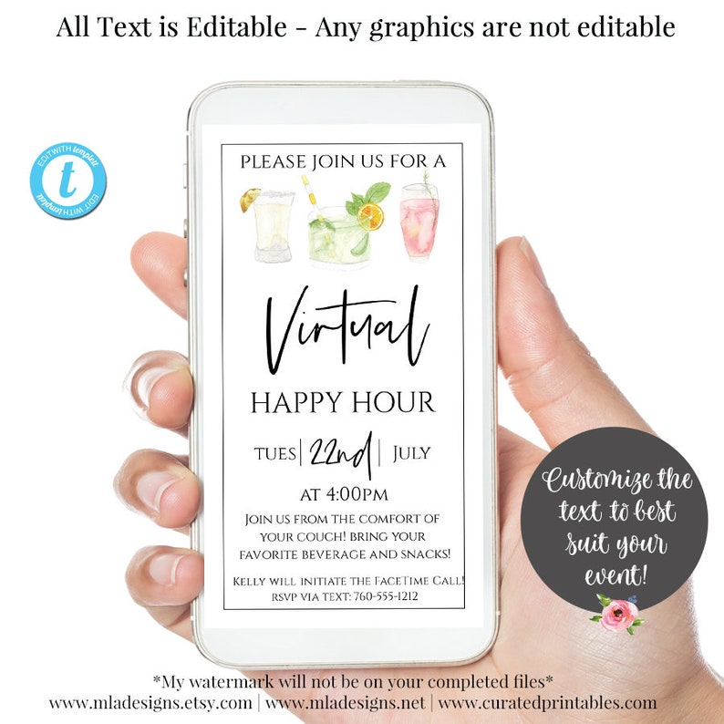 Virtual Happy Hour Electronic Invitation Digital