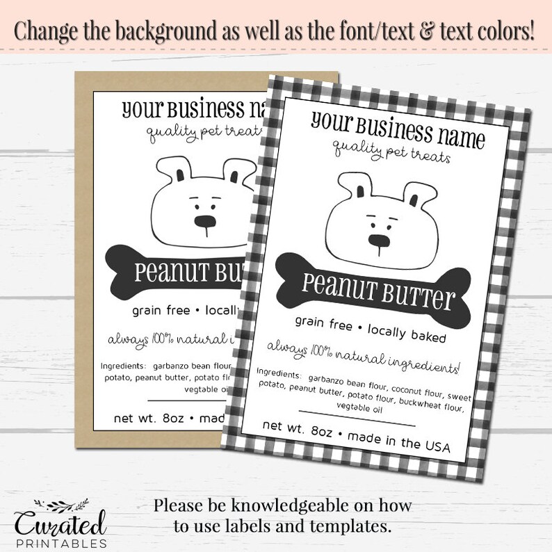 Dog Treat Label Editable Label DIY Dog Label DIY Ingredient Etsy
