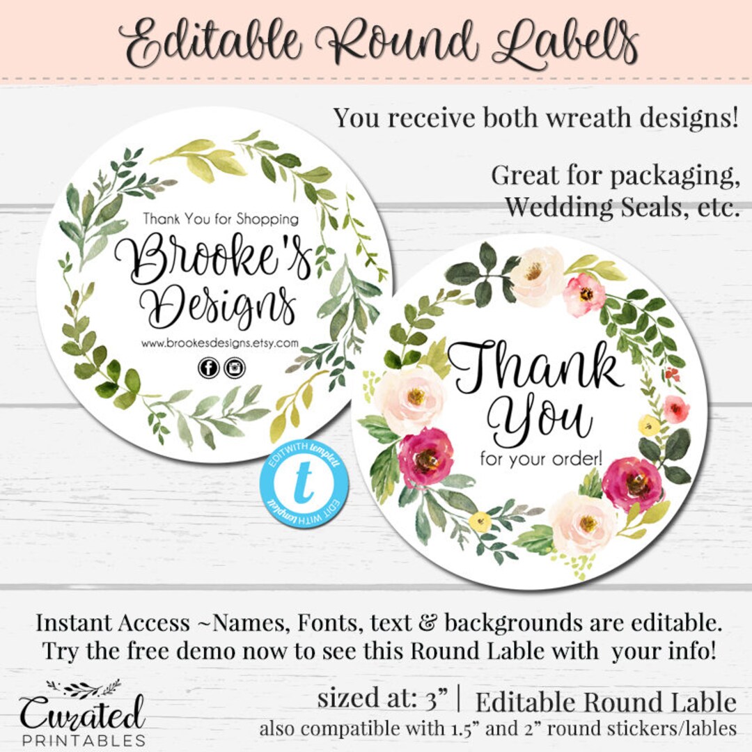 Round Sticker Editable Label 3 Inch Round Label Jar Label Etsy
