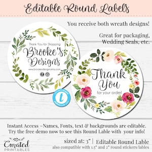 Round Sticker, Editable Label, 3 Inch Round Label, Jar Label, DIY Round Sticker, Instant Download Sticker, Editable Sticker,Wedding Seal
