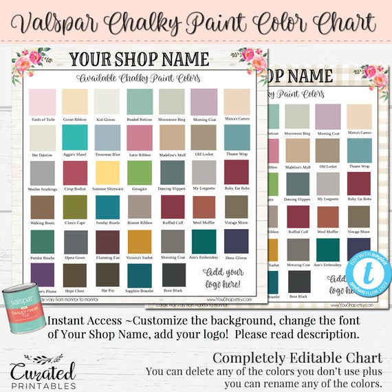 Valspar Chalky Color Chart Custom Color Chart DIY Chalk Paint