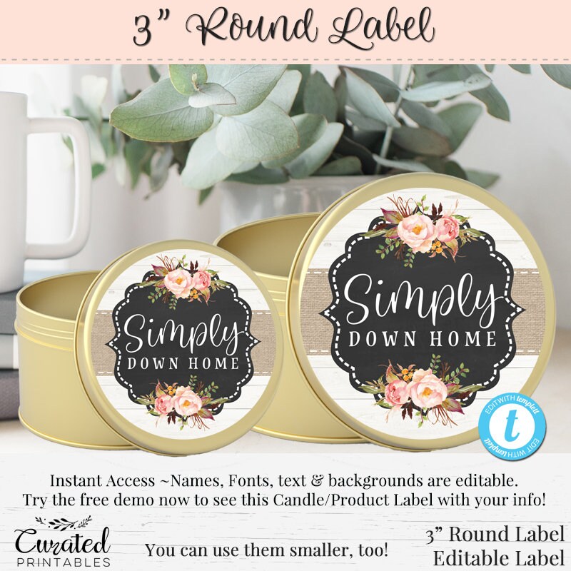Round Sticker Editable Label 3 Inch Round Label Label DIY Etsy