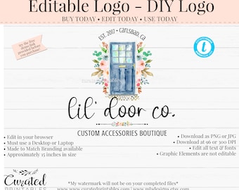 Editable Door Logo, Front Door Logo, Instant Download Logo, DIY Logo, Boutique Logo, Instant Logo, Do it Yourself Logo, Real Estate