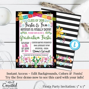 Graduation Invitation, Fiesta Invitation Template, Printable DIY ...